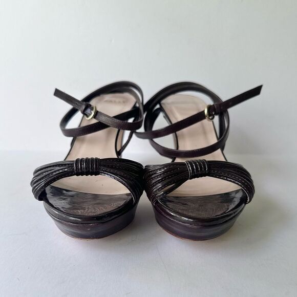 Bally ‘Jael’ Chocolate Brown Strappy Heeled Sandals Wrap Ankle Strap 6.5 - Picture 7 of 16
